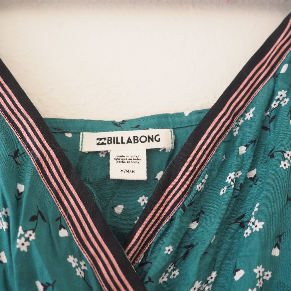 !! Billabong Soft Seas Green Emerald Bay Floral Printed Spaghetti Strap - Picture 7 of 8